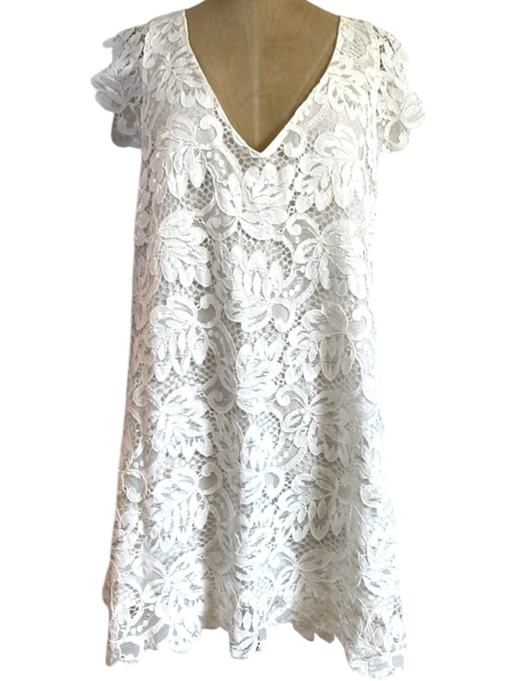 BB Dakota Lace Dress Med Shift White Feminine Mini Jacqueline New Crochet Spring